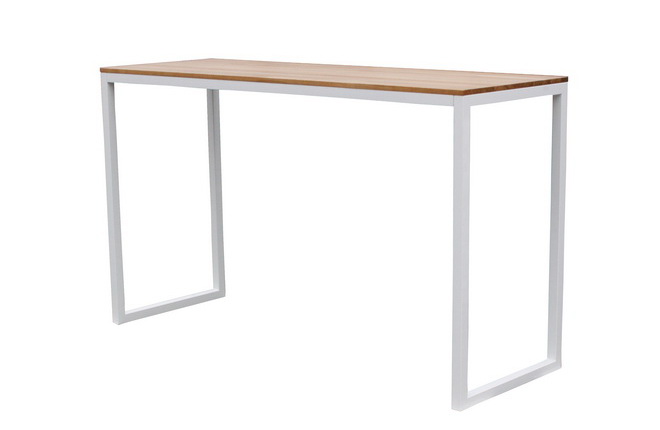 Stehtisch Eiche- Stahl weiß 185er