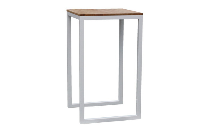 Stehtisch Eiche- Stahl weiß 64er