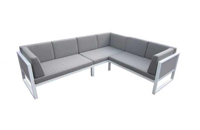 Outdoorecksofa weiß  grau