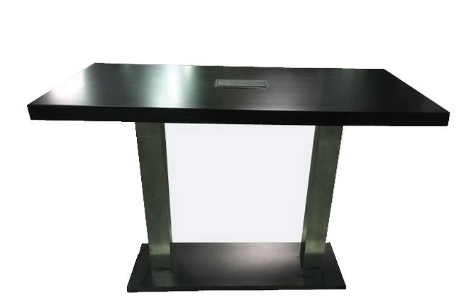 Stehtisch schwarz  Edelstahl mit Kabeldurchlass