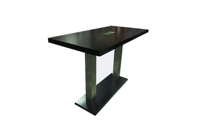 Stehtisch schwarz  Edelstahl mit Kabeldurchlass