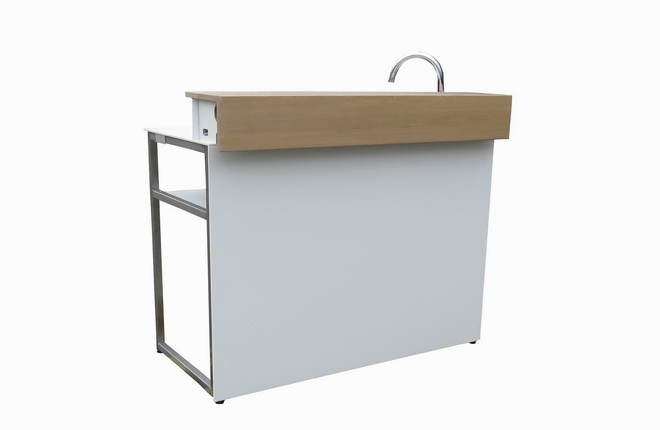 Spülelement LED-Bar weiß mit Gästeblatt Eiche