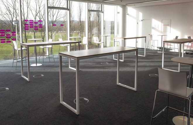 Stehtisch Eiche- Stahl weiß 185er