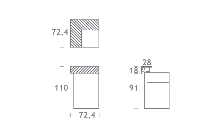 Eckelement LED-Bar weiß mit Gästeblatt Eiche
